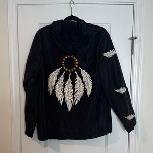 Black Jacket with Feather Accents